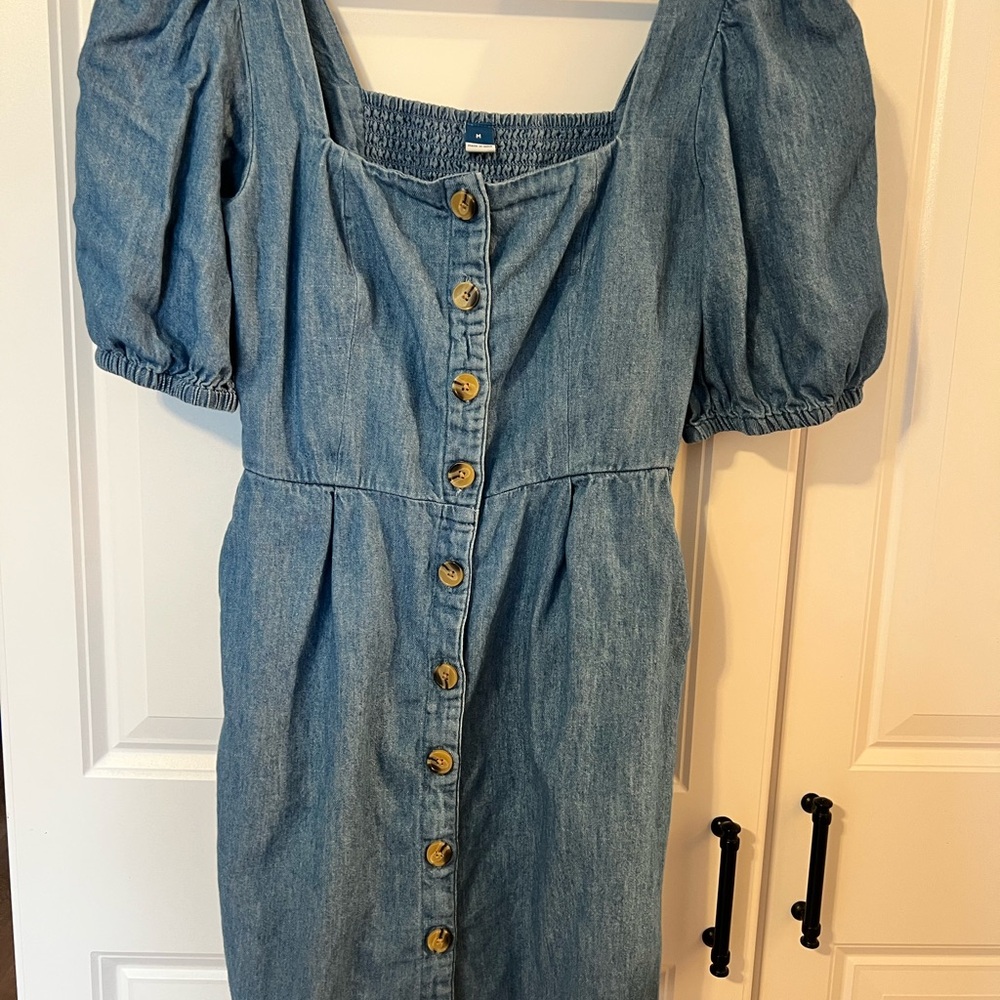 Old Navy Blue Button-Down Midi Dress